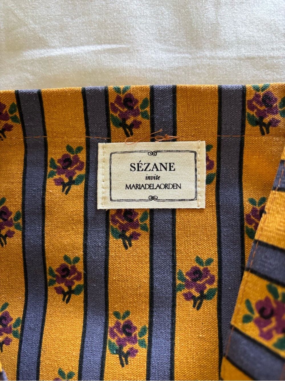 Sézane, Mustard Stripe Floral Tote Bag, NEW!